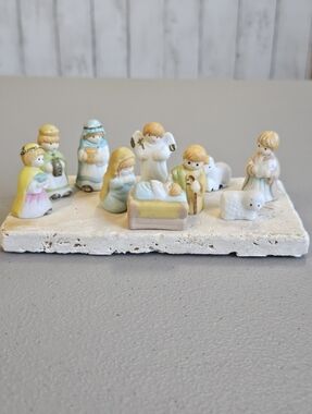 Vintage Bisque Ceramic Mini Nativity Set